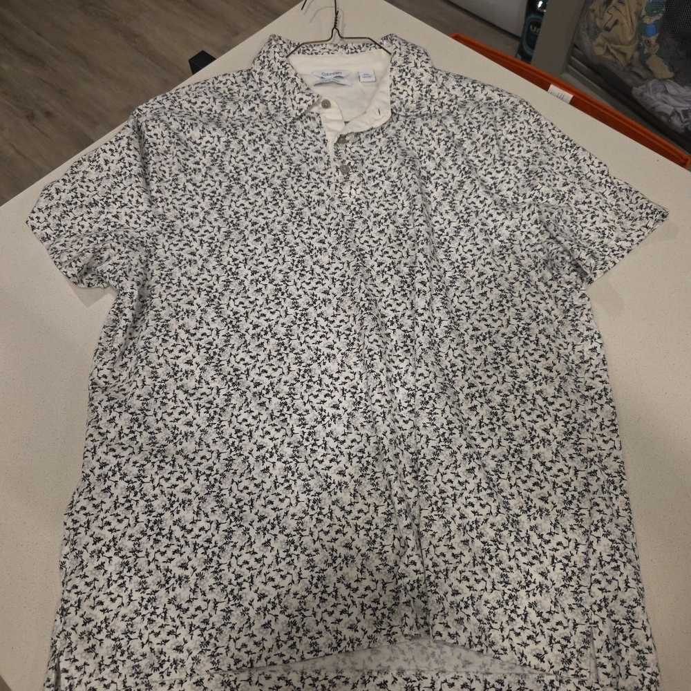 Calvin Klein Black and White Floral Shirt